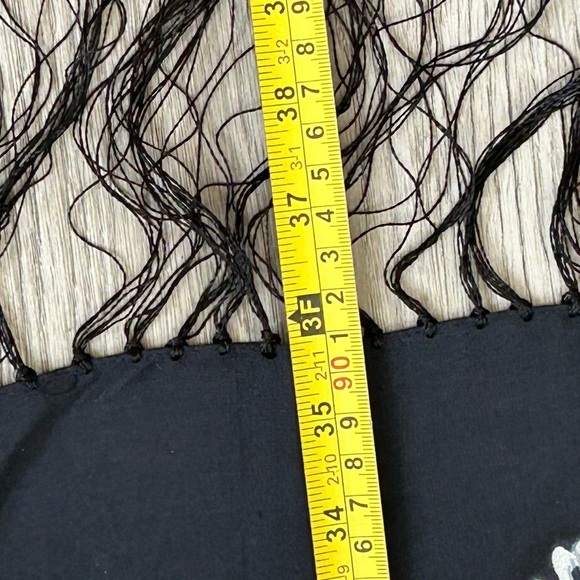 Floral Black Fringe Scarf - Picture 4 of 7